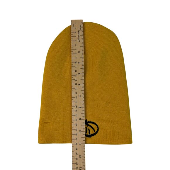Yellow Knit Beanie with Smiley Face Embroidery – Unisex Adult - Picture 4 of 7